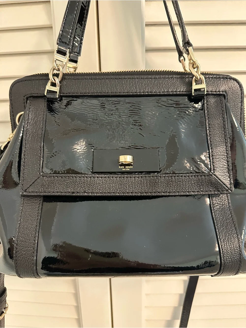 kate spade Black Patent Leather Shoulder Satchel - Picture 2 of 5